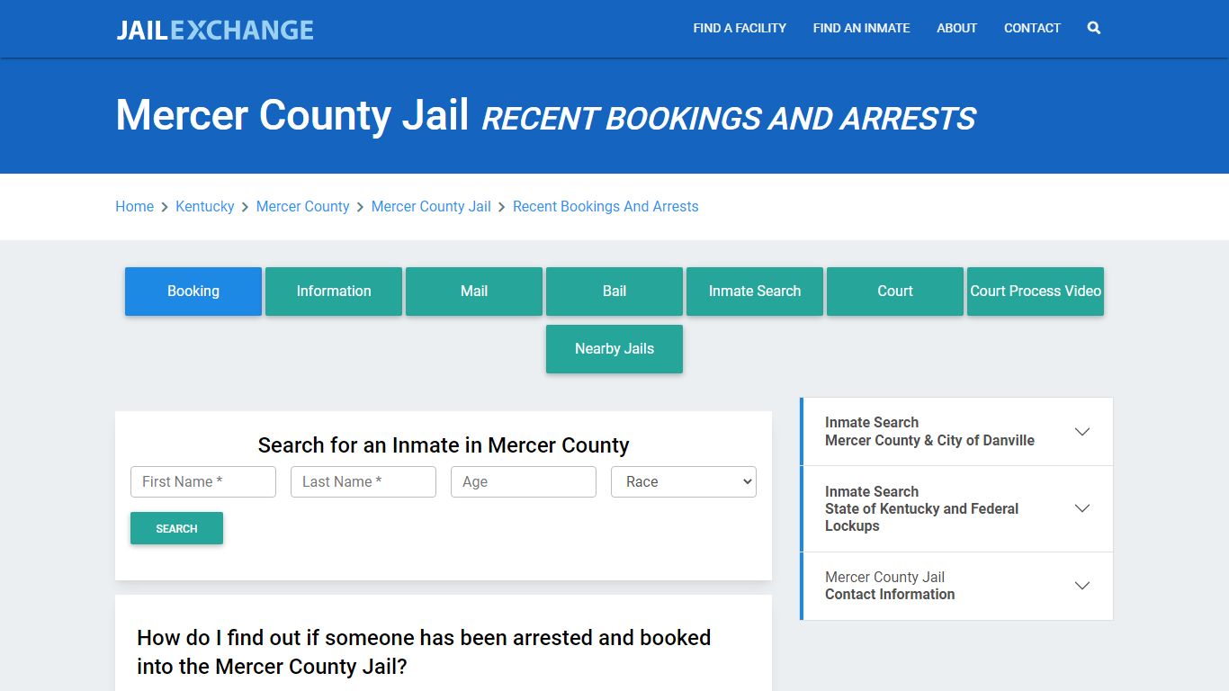 Mercer County Jail Recent Bookings And Arrests - Jail Exchange