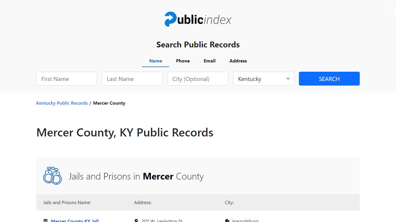 Mercer County, KY Public Court, Arrest and Inmate Records - ThePublicIndex