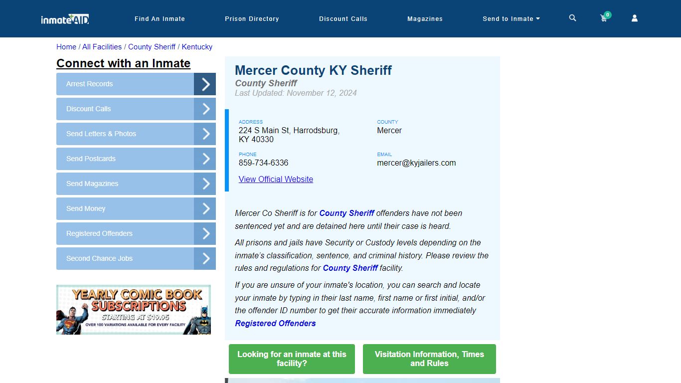 Mercer County KY Jail - Inmate Locator