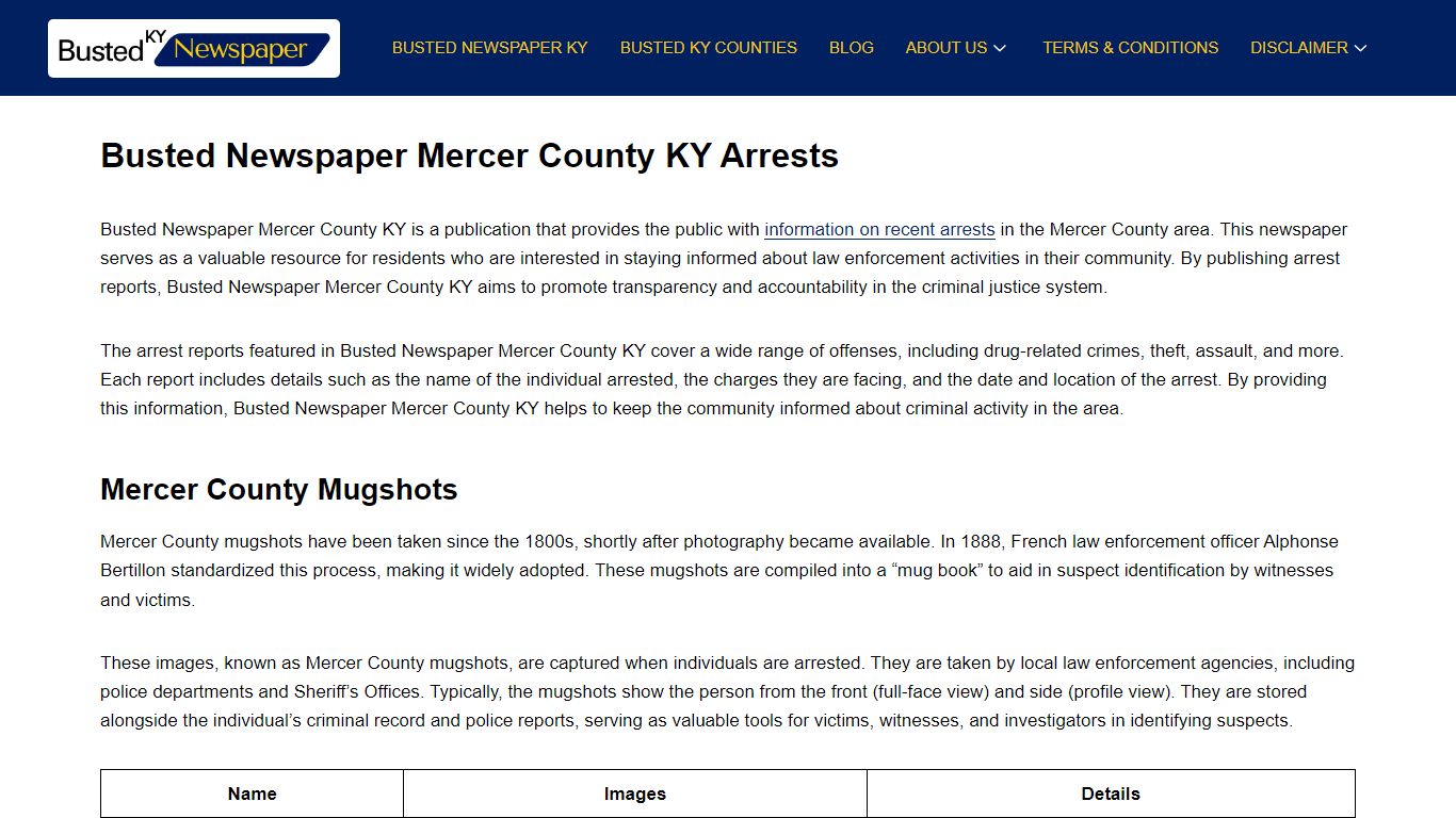 Busted Newspaper Mercer County KY Arrests