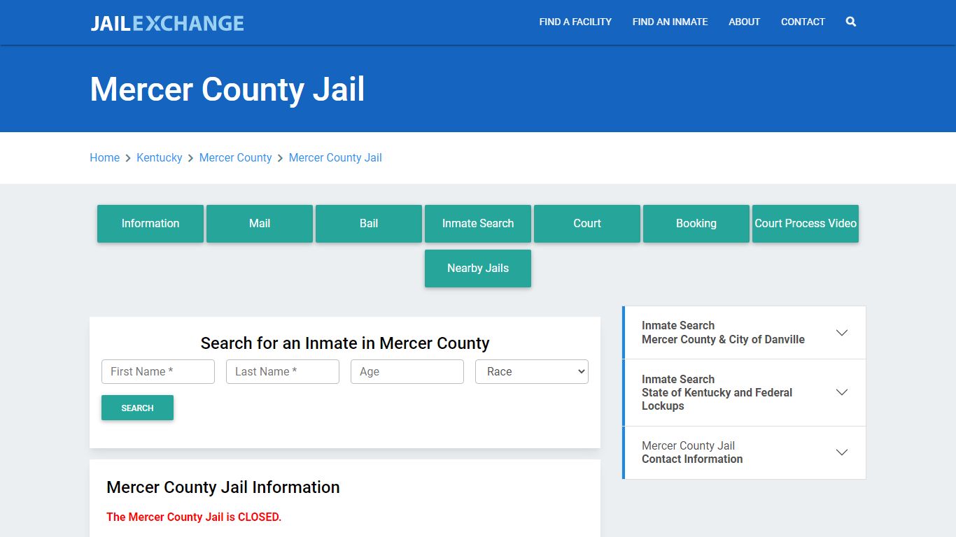 Mercer County Jail Roster Lookup, KY, Inmate Search